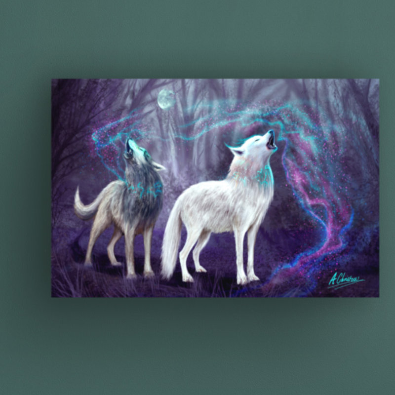 «Wolf Howl» par Anthony Christou - impression sur toile tendue, H 12 po x l 19 po x P 2 po