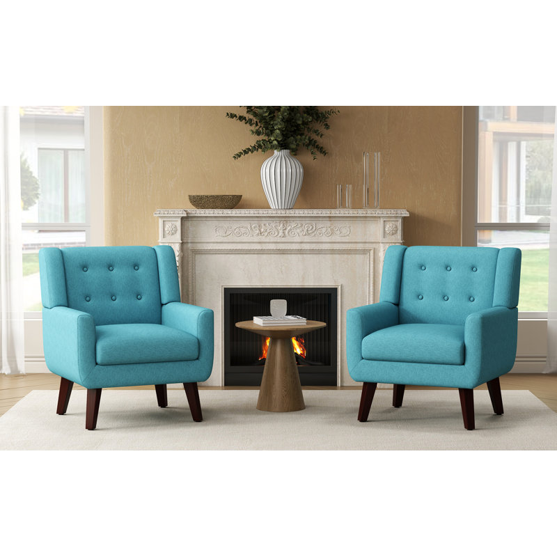 Ensemble de 2 chaises d'appoint Mid-Century, Bleu lac, 2