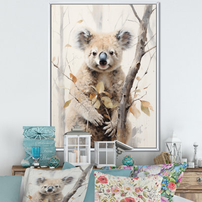 «Cuddly Koala Climbing II», reproduction d'art sur toile encadrée