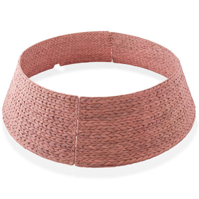 42-in Water Hyacinth Christmas Tree Collar with Cord Cut Out - Pink