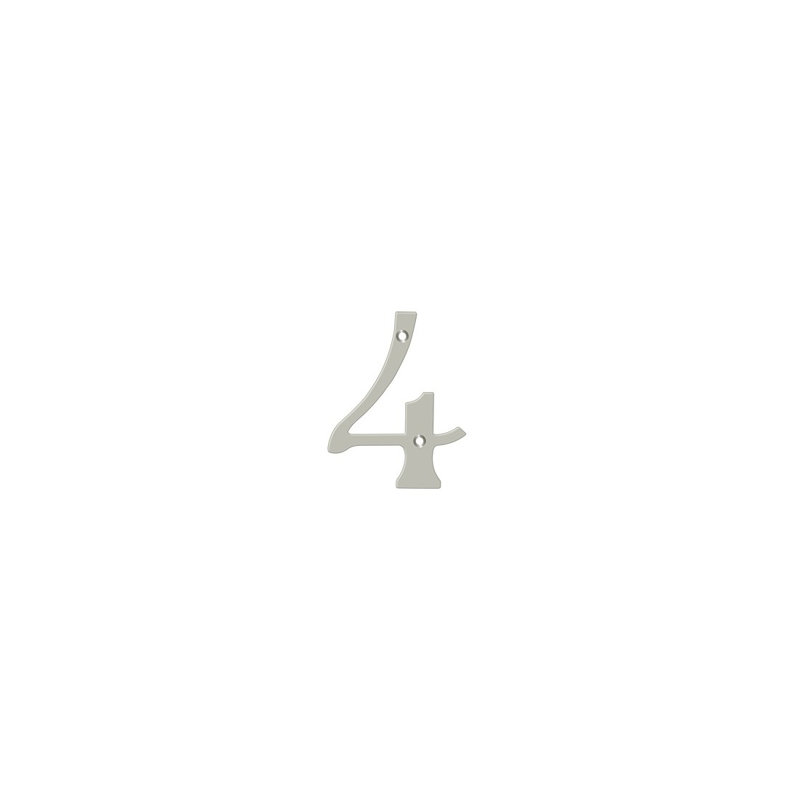 Deltana RN6-4 6" Numbers; Solid Brass; Lifetime Brass Finish, Satin Nickel