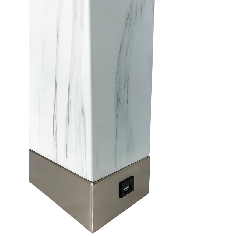 Hauser Metal USB Table Lamp, Silver/White