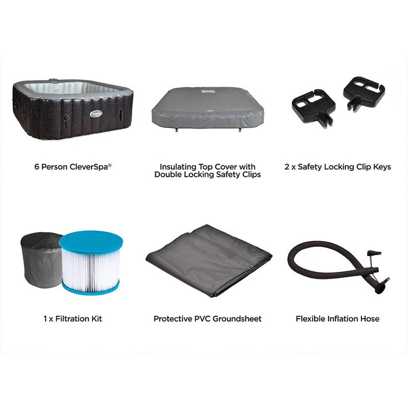 cleverspa 8 - Jet Plastic Round Inflatable Hot Tub