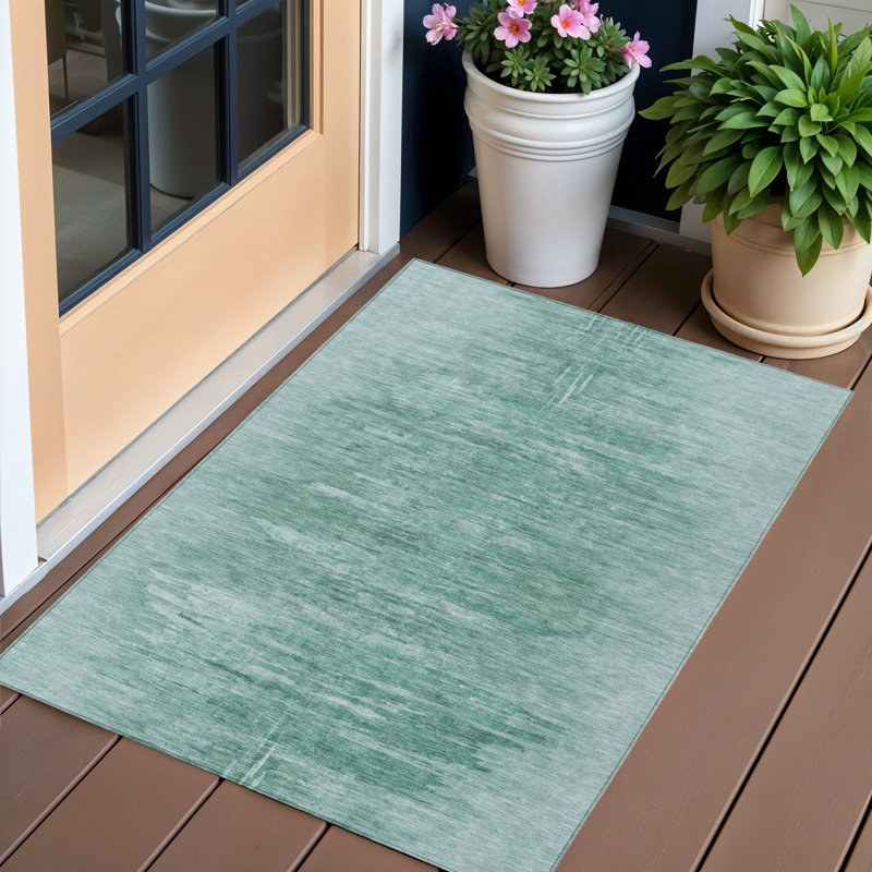 Tapis extérieur lavable abstrait bleu turquoise et turquoise 3 pi x 5 pi