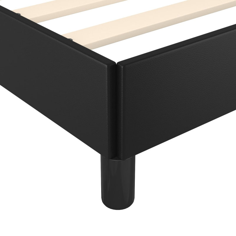 Strath vidaXL Bed Frame, Faux Leather Upholstered Platform Bed Frame, No Mattress, Twin, Black