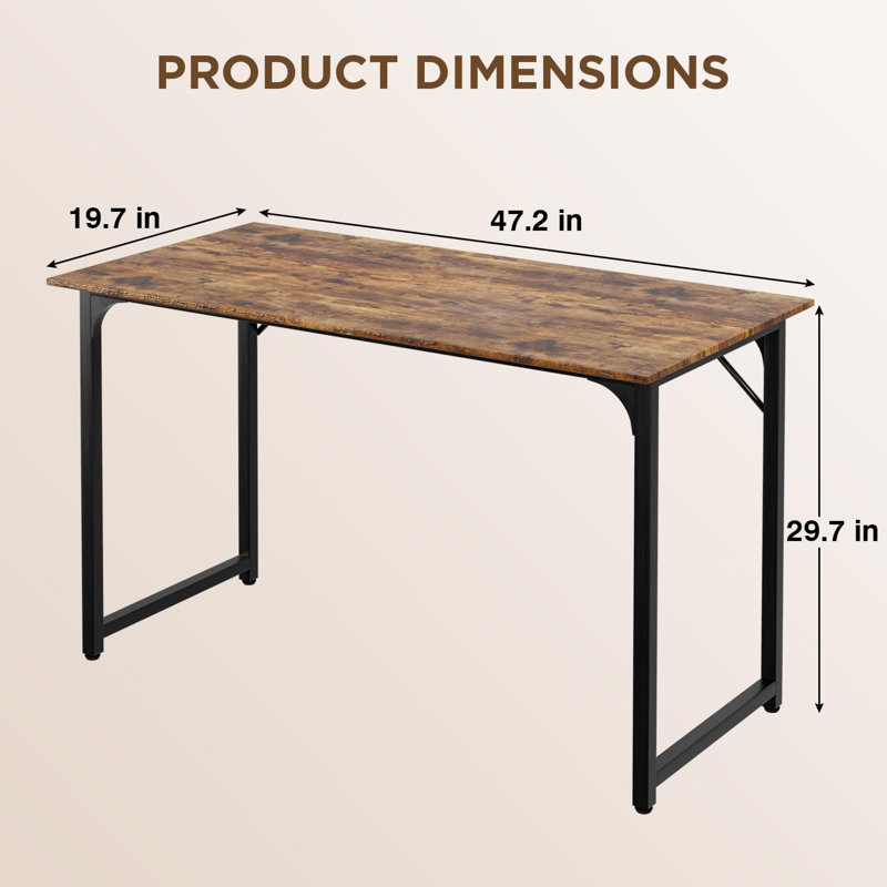 computer desk study desk, Brown/Black, 29.7" H x 47.2" W x 19.7" D