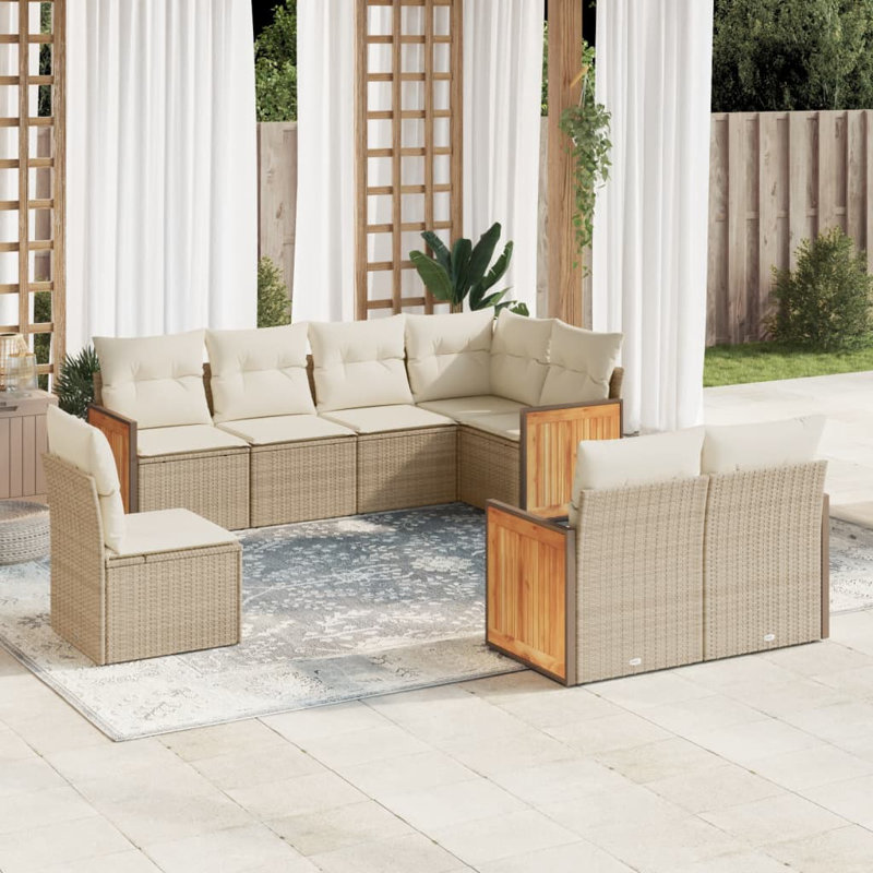  Ensemble de canapé de jardin modulaire en PE rotin beige