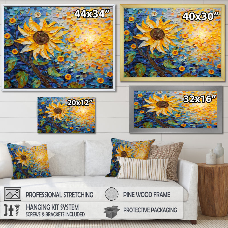 «Blossoming Sunflower in Full Summer», reproduction d'art, Toile tendue, H 30 po x l 40 po x P 1,5 po