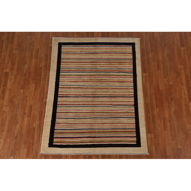 Tapis oriental rayé Gabbeh 5 x 6
