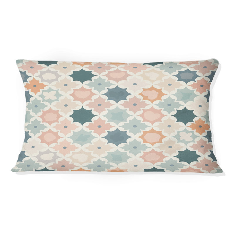 Coussin lombaire bohème marocain vert et rose