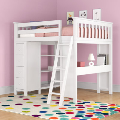 Lennon Full 4 Drawer Solid Wood Loft Bed with Built-in-Desk by Viv + Raeâ„¢ by Viv + Rae