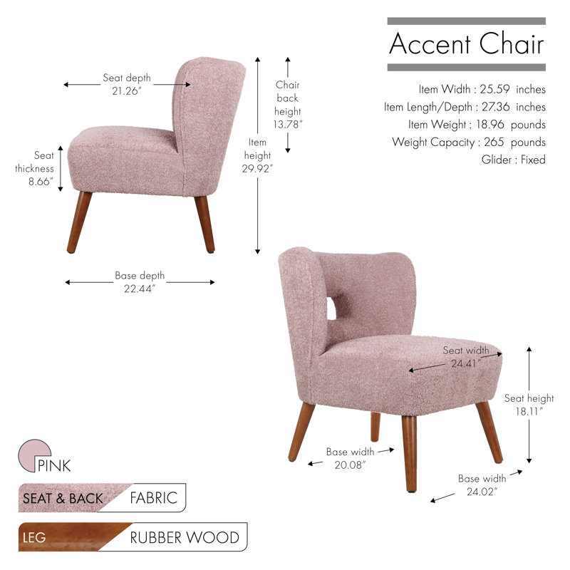 Avereigh Upholstered Slipper Chair, Pink