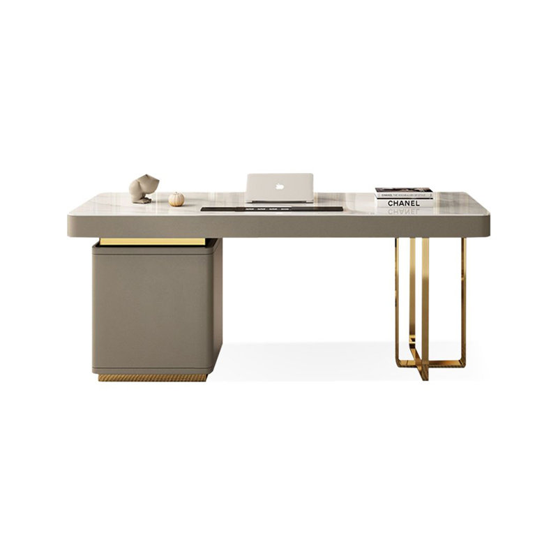 Bureau blanc rectangulaire à 6 tiroirs, H 29,53 po x l 55,12 po x P 27,56 po