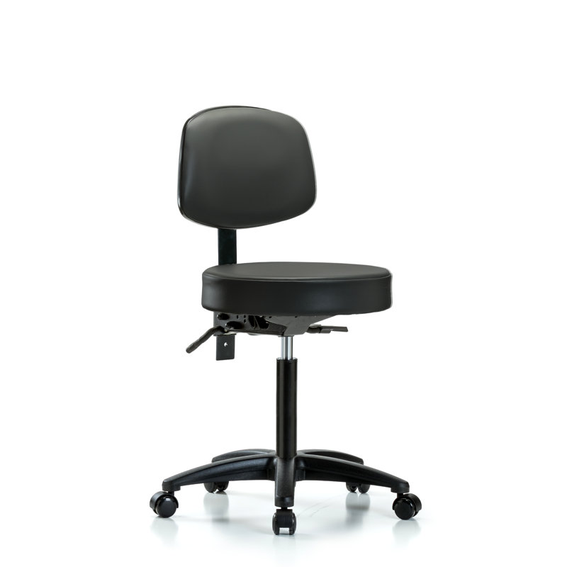 Chaise de travail Kuehne, Roulettes, Noir, Non inclinable inclus