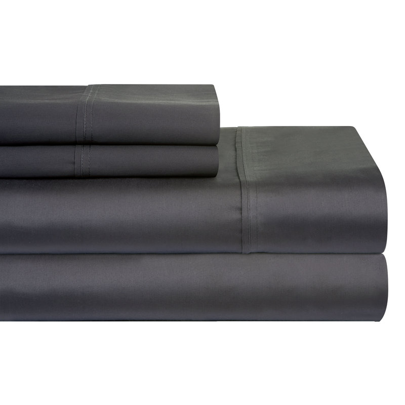 100% Cotton Sheet Set, Queen Sheet Set with 2 Pillowcases, Dark Gray 