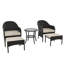 Ensemble de conversation pour patio en osier 2 personnes avec table d'appoint, repose-pieds et coussins beiges Elbart-1639755515