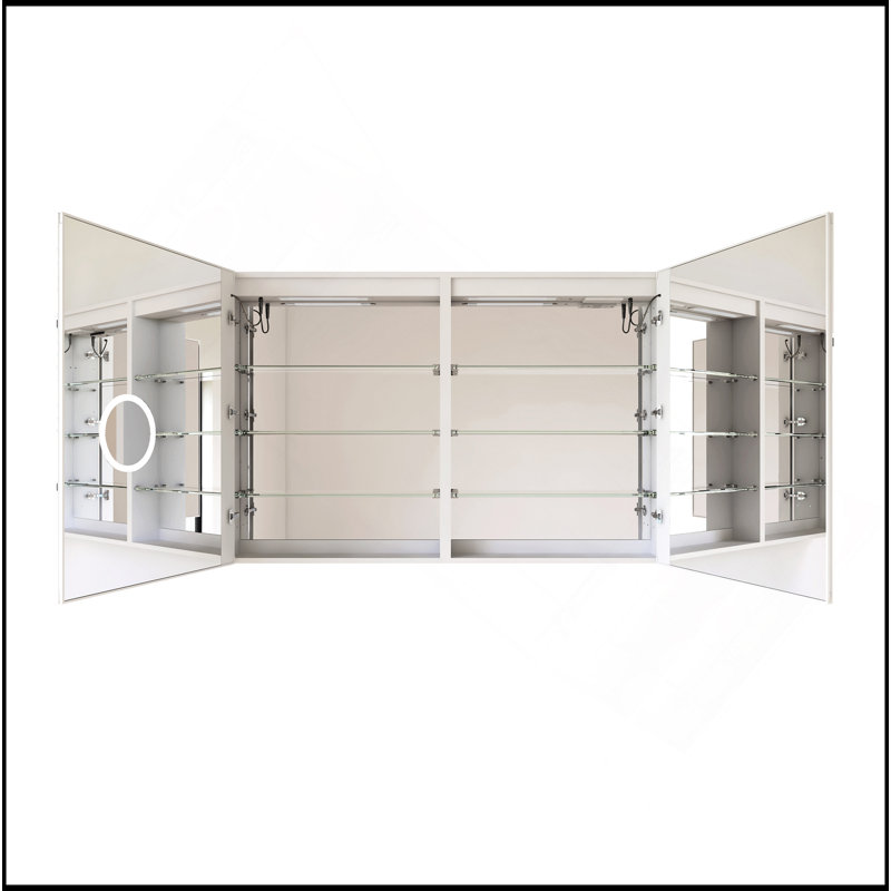 Armoire à pharmacie polyvalente de 48 po x 32 po avec miroir à fixation en surface ou espace de rangement encastré en aluminium