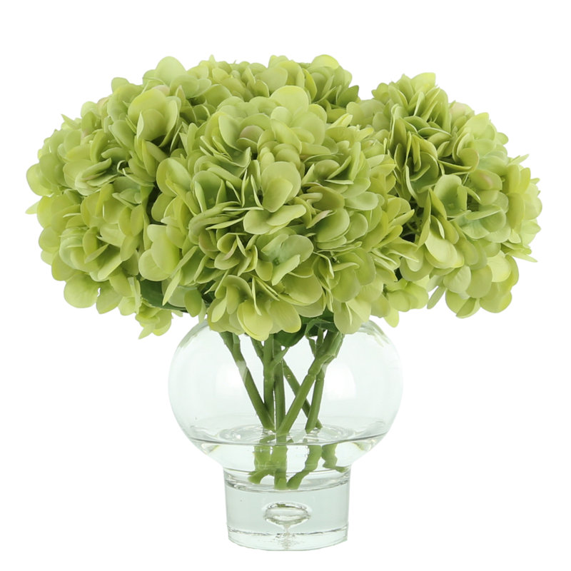 Hydrangea Arrangement in Vase, Green