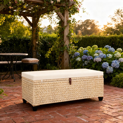 Synthetic Wicker Storage Bench