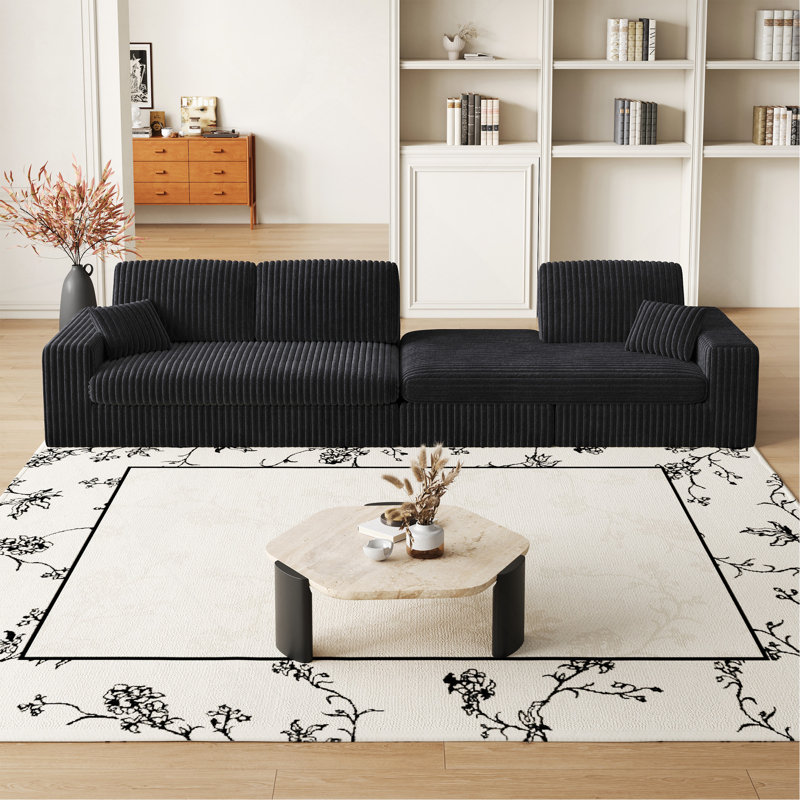 Canapé modulaire en mousse, fauteuil inclinable et canapé convertible en forme de L 2 en 1 avec 3 coussins décoratifs et 2 coussins décoratifs Modern