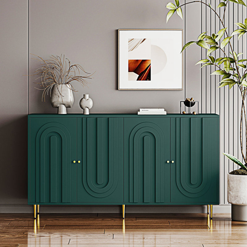 Armoire moderne à 4 portes, armoire à buffet, armoire de rangement et armoire de hall d'entrée