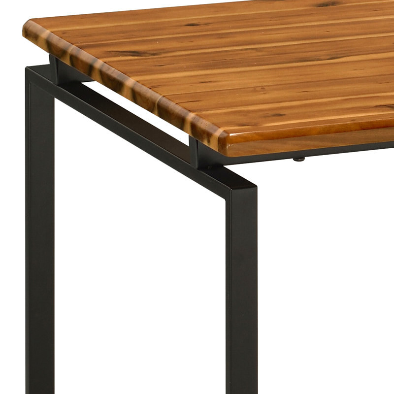 Table basse et table de bout moderne en chêne et en noir, base en métal, option de décoration intérieure 3 avec plateau noir