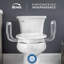 Siège de toilette surélevé 3 po avec poignées, barrière de sécurité Clean, charnières sécurisées, blanc