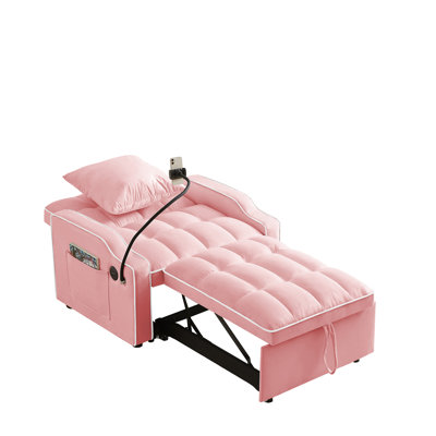 3 In 1 Convertible Sleeper Sofa Chair Bed, Adjustable Recliner Armchair With Phone Holder, Usb & Type-c Ports, For Living Room Bedroom Apartment Small Spaces