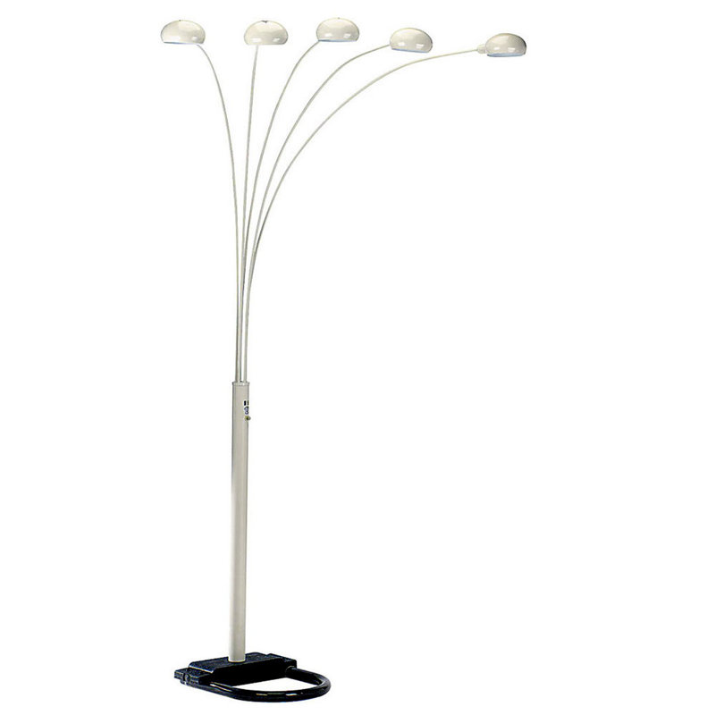 Lampe sur pied ajustable à finition noire, Blanc, 84"
