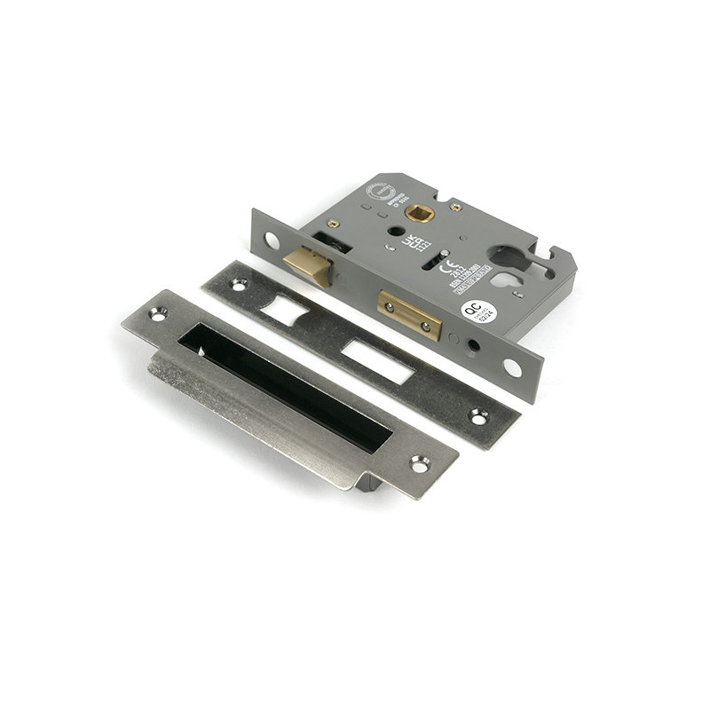 Polished Bronze 3" Euro Profile Sash Lock, Pewter Patina