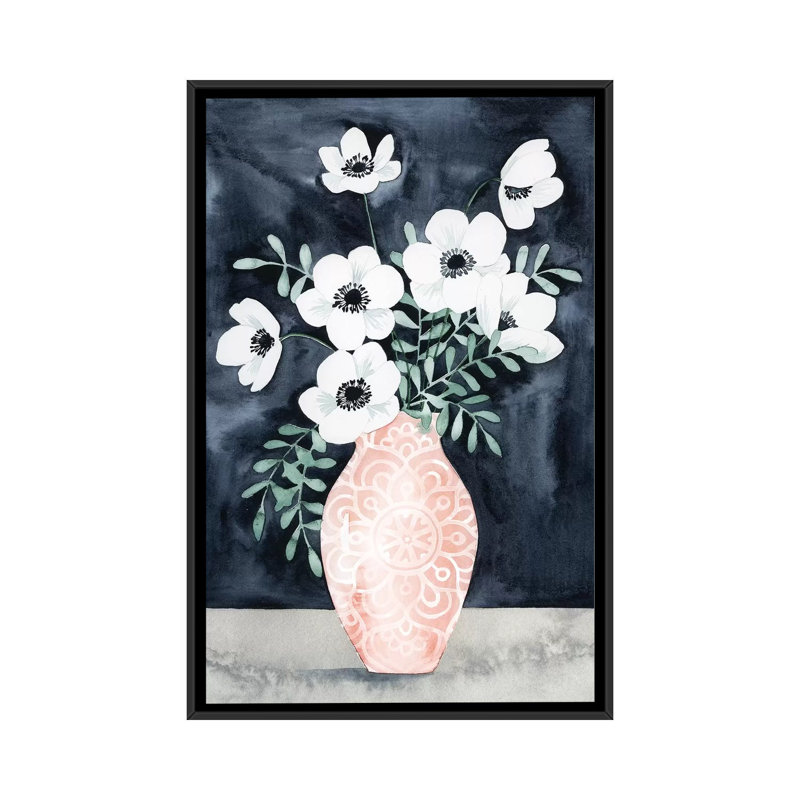 «Nighttime Anemones II», impression sur toile, H 26 po x l 18 po x P 1,5 po, Toile avec cadre noir, Pas de tapis