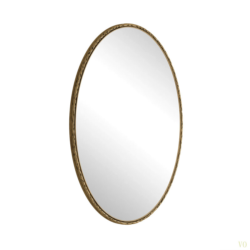 Iron Art Oval Retro Mirror, Antique Effect, Wall Hanging, Suitable For Bathroom, Bedroom, Living Room, Gold