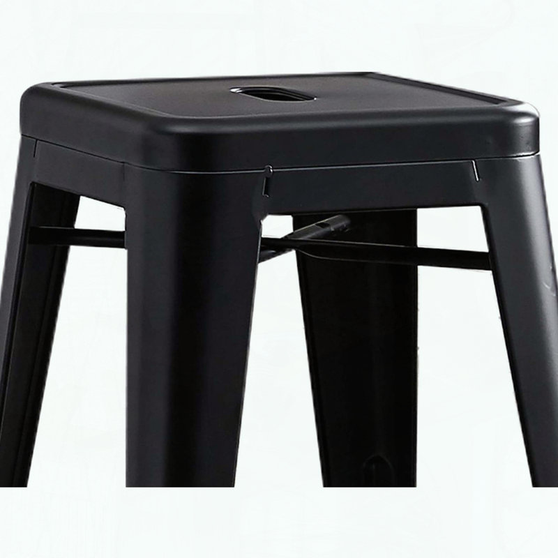 Ensemble de 2 tabourets de bar industriels sans dossier - noir mat - siège 30 po - pieds en métal, Noir
