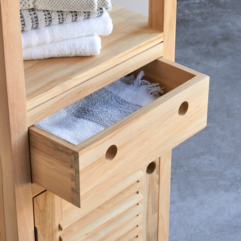 Coline Solid Wood Freestanding Linen Cabinet