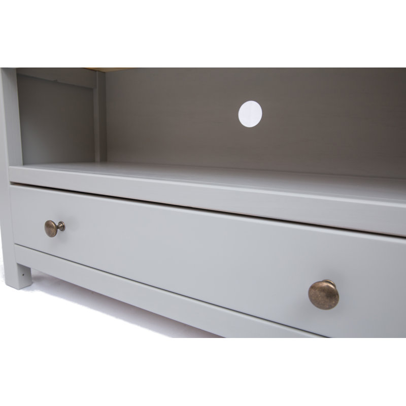 Napper TV Stand for TVs up to 48", Grey/Natural/Antique Brass