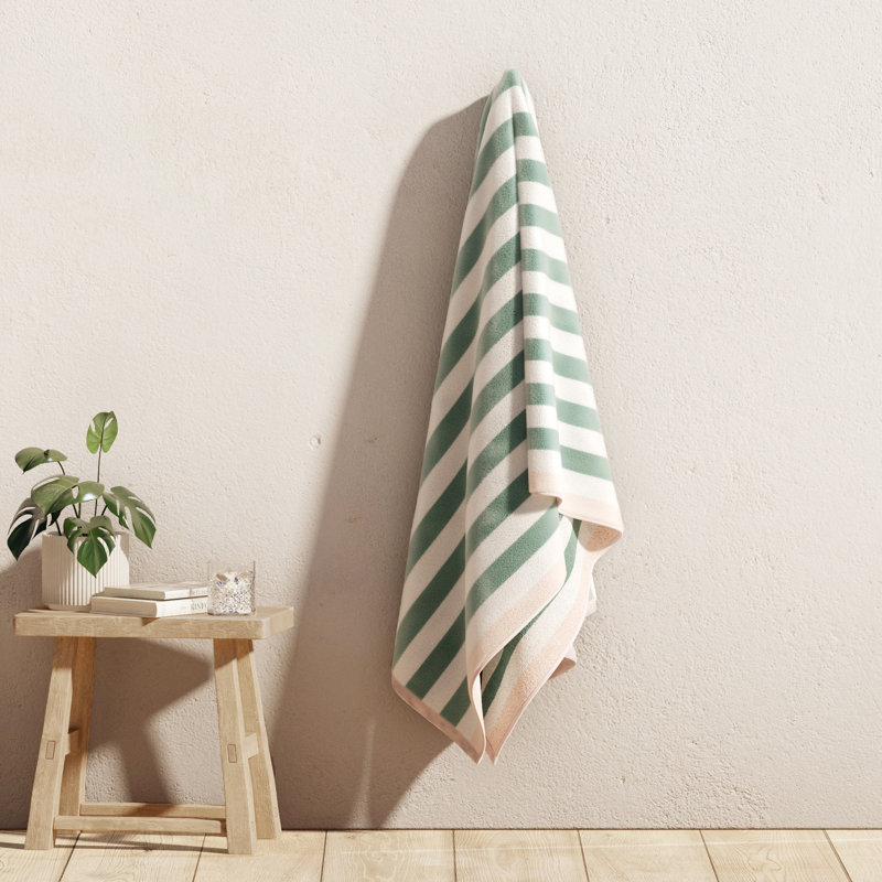 Serviettes de plage surdimensionnées 100% coton, 1, Bleu minéral / rosé