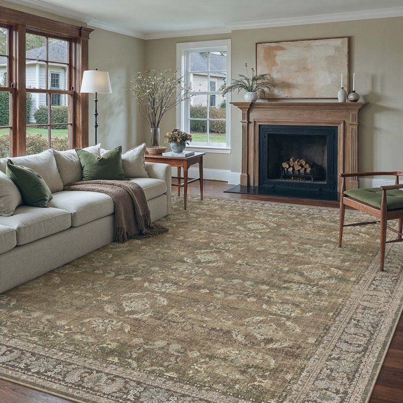Kitty Machine Washable Oriental Area Rug for Living Room with Non-Slip Backing, Rectangle 9' x 12'