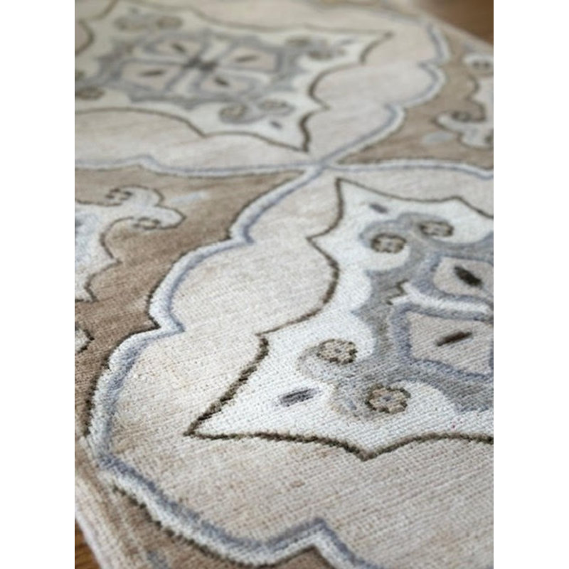 Tiny Knots Wool Southwestern Area Rug in Killegray Beige