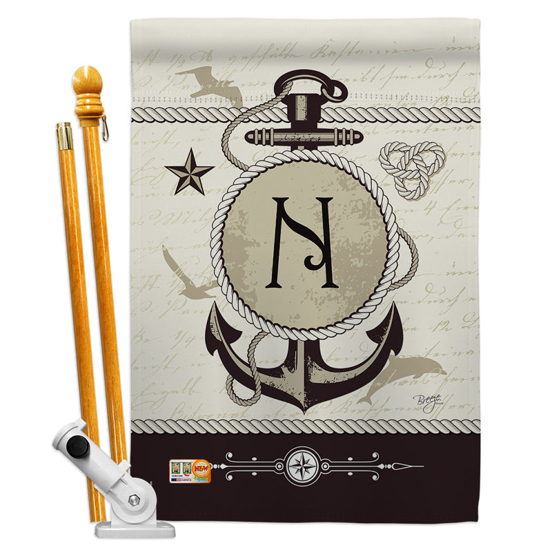Polyester nautique à 2 côtés 40 x 28 po ensemble de drapeau, N