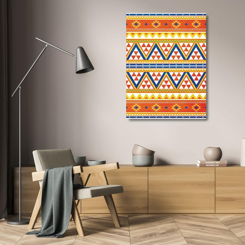«Foundry Select Gray», art sur toile tendue par Jace Gallery: couleurs du motif aztèque, H 24 po x l 19 po