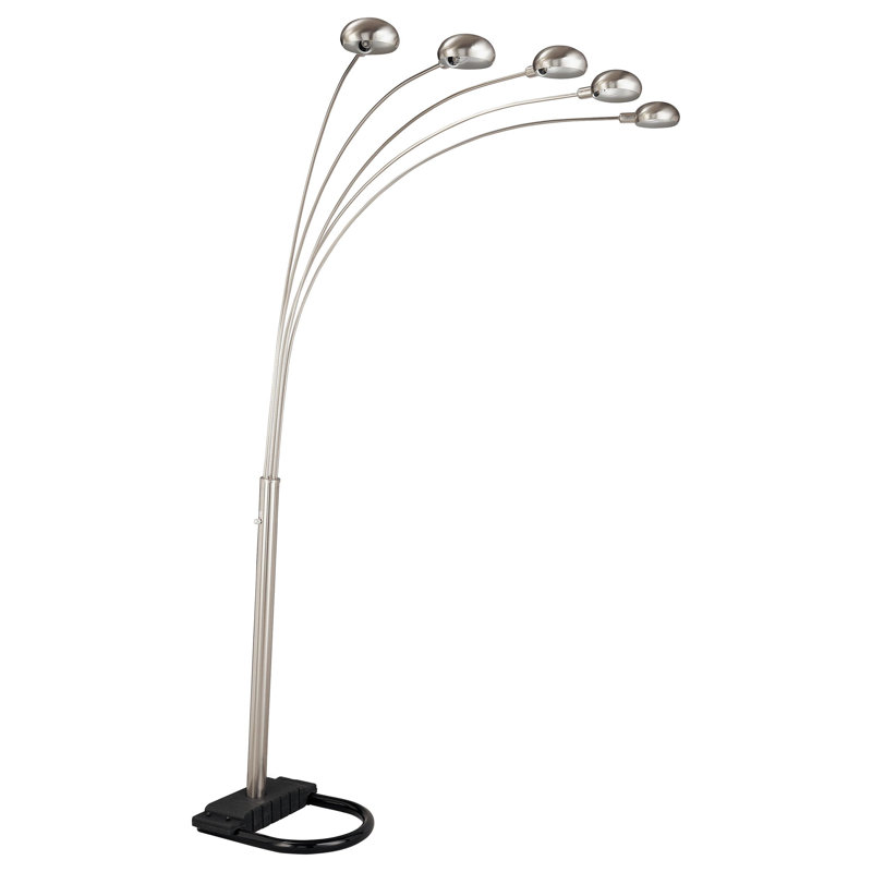 Alleen 92-Inch Arc 5-Light Dome Shade Metal Floor Lamp, Silver