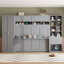 Grand lit escamotable mural avec placard, tiroirs et tablettes, gris-224209653-224209642