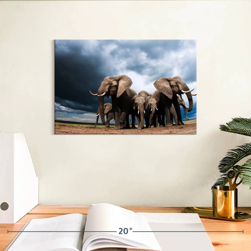 Brampt éléphants broutant, H 8 po x l 12 po