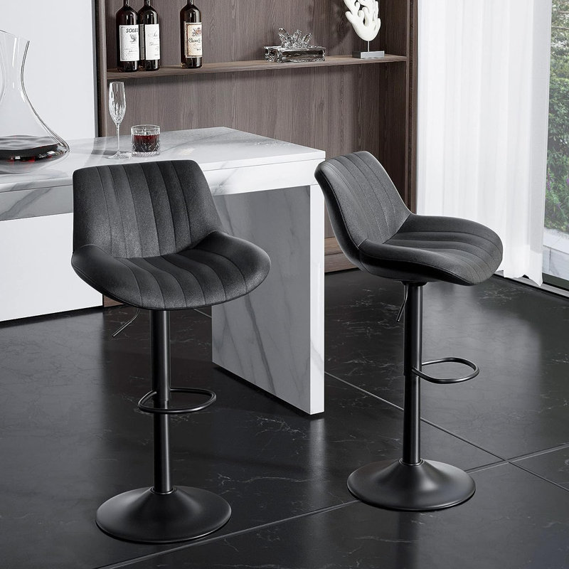 Nalupatio Swivel Upholstered Adjustable Height Counter Stool with Metal Frame, White