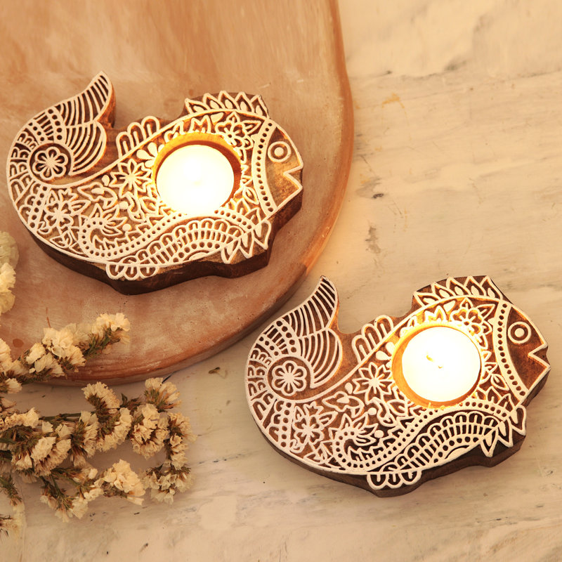 Bougeoirs en bois Bungalow Rose