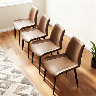 Upholstered Faux Leather Dining Chairs Side Chair With Metal Legs