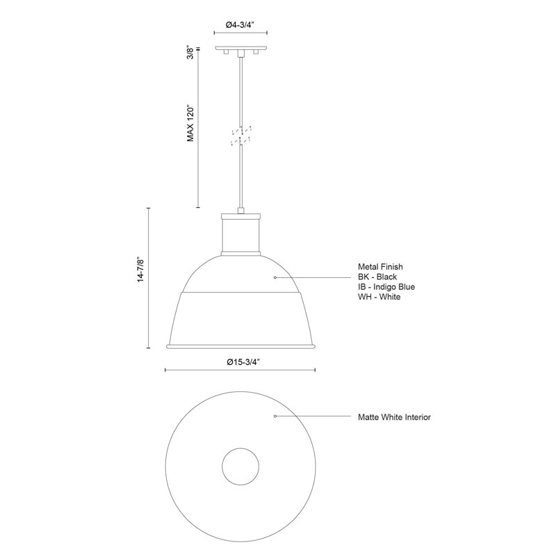 Irving 1 - Light Pendant, Black, 14" H x 16" W x 16" D
