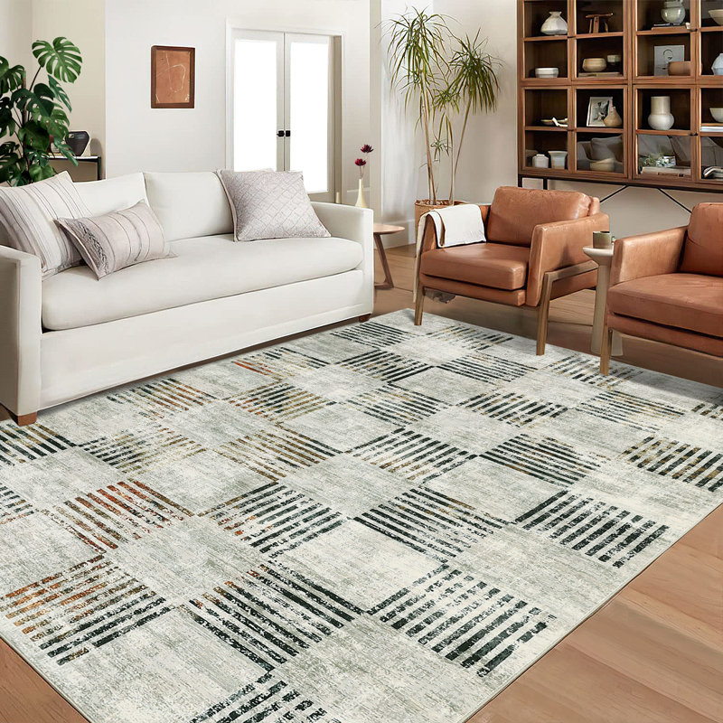 Modern Abstract Area Rugs for Living Room, Anti-Slip Carpet for Living Room, Bedroom, Rectangle 9' x 12'
