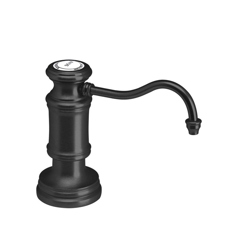 Traditional Soap/Lotion Dispenser - Extended Hook Spout, Unlacquered Polished Brass