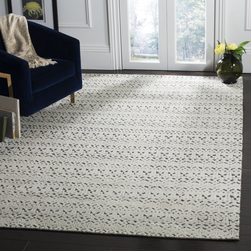Tapis géométrique en laine noué à la main Laddonia, Rectangle 6 pi x 9 pi